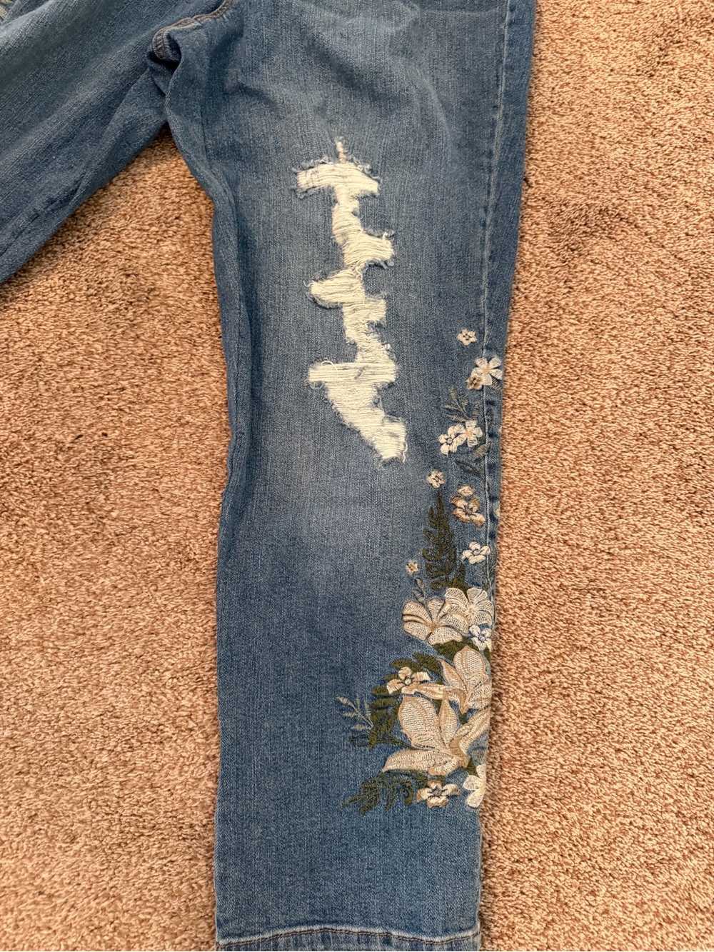 Style & Co. Blue Flare Jeans with Floral Embroidery - Picture 2 of 6